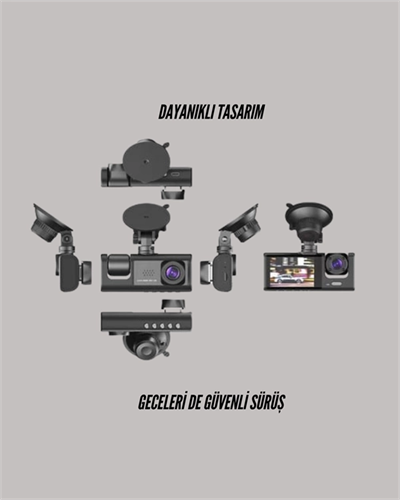 TA-01 3 Kameralı 1080P Araç Kamerası Siyah