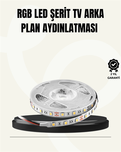 TV Arkası LED Şerit Işık Otomatik Açma Kapama Özellikli 2mt