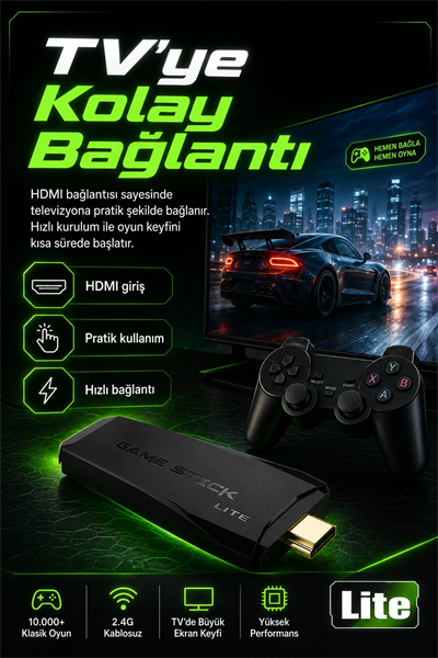 TV Uyumlu Kablosuz Oyun Konsolu Çift Gamepadli Klasik Arcade Oyun Cihazı Seti