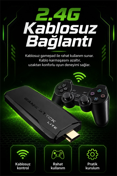 TV Uyumlu Kablosuz Oyun Konsolu Çift Gamepadli Klasik Arcade Oyun Cihazı Seti