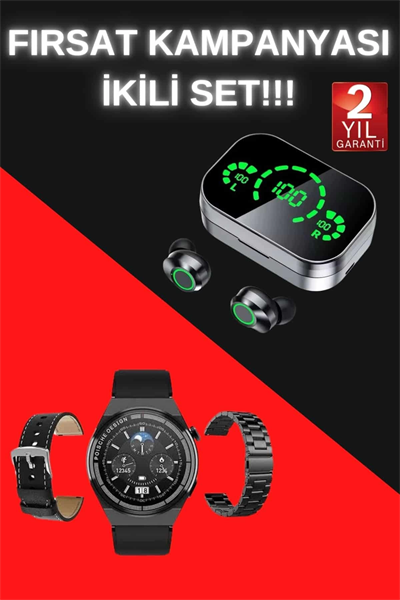 TWS Bluetooth Kulaklık ve Akıllı Saat Uyku Takibi Nabız Ölçer Uzun Pil Ömrü