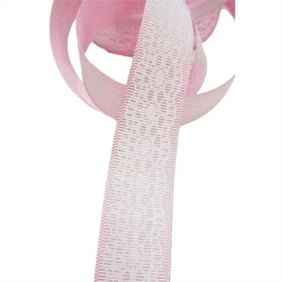 Tafta Dantel Görünümlü Kurdele Pembe 25 Mm 2 Metre