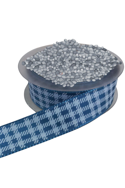 Tafta Ekoseli Kurdele 25 Mm İndigo 2 Metre