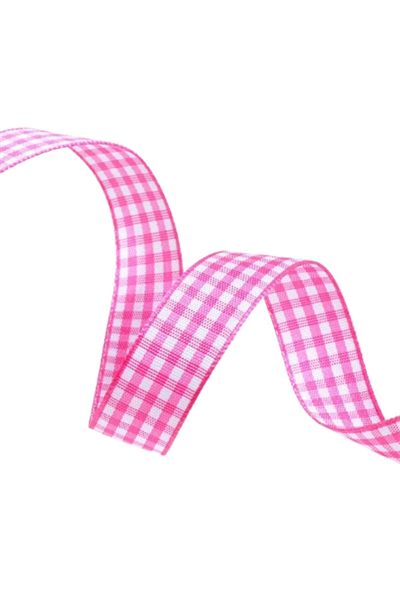 Tafta Ekoseli Kurdele 25 Mm Pembe 5 Metre