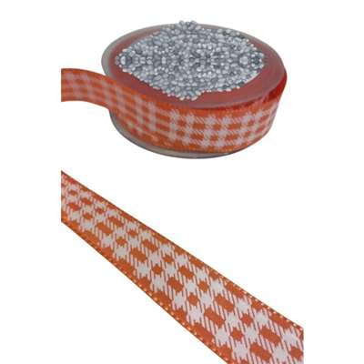 Tafta Ekoseli Kurdele 25 Mm Turuncu 10 Metre