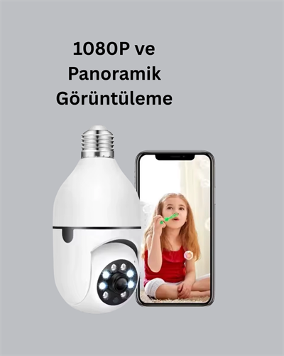 Tam Karanlıkta Görüntüleme Sağlayan 1080P Ampul Güvenlik Kamerası