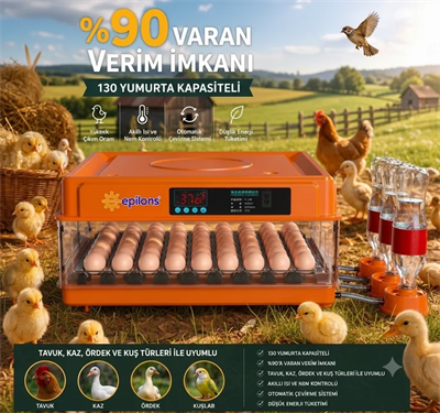 Tam Otomatik Kuluçka Makinesi 130 Yumurta Kapasiteli | Akıllı Isı ve Nem Kontrolü | Otomatik Yumurta Çevirme | Otomatik Su Sistemi | Ayarlanabilir Viyol