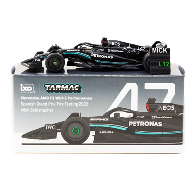Tarmac Works 1/64 Mercedes-AMG F1 W14 E Performance Spanish Grand Prix Tyre Testing 2023 Mick Schumacher