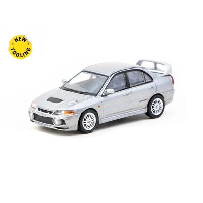 Tarmac Works 1/64 Mitsubishi Lancer GSR Evolution IV Silver with Tarmac Cards