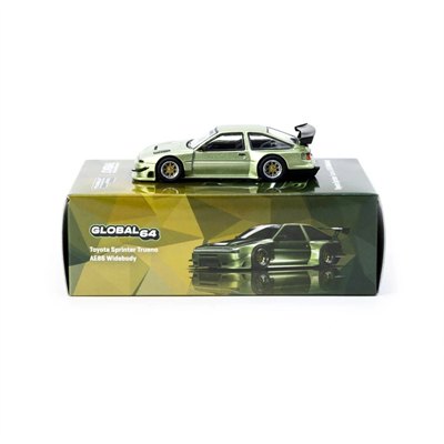 Tarmac Works 1/64 Toyota Sprinter Trueno AE86 Widebody Green - Designed by Jon Sibal