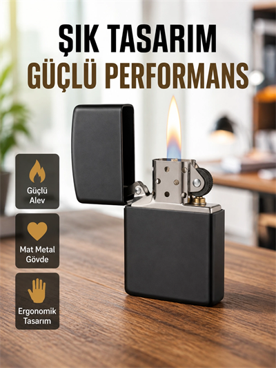 Tasarım Metal Çakmak Minimal Mat Yüzeyli ve Şık Görünümlü