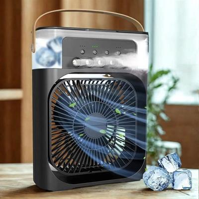 Taşınabilir 3 Farklı Mod Ayarlı 7 Farklı Led Işıklı Sulu Soğutmalı Taşınabilir Masaüstü USB Fan Vantilatör (3936)