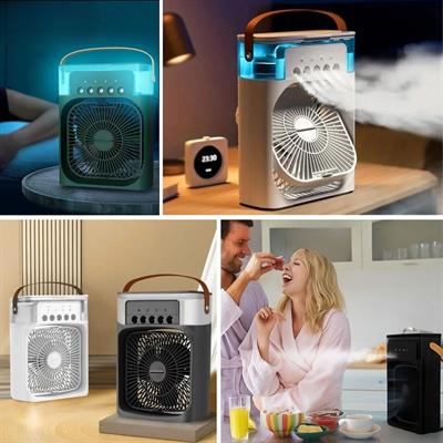 Taşınabilir 3 Farklı Mod Ayarlı 7 Farklı Led Işıklı Sulu Soğutmalı Taşınabilir Masaüstü USB Fan Vantilatör (3936)