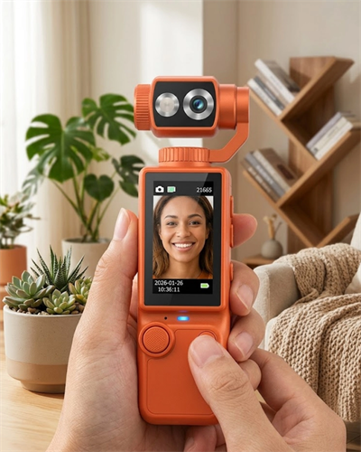 Taşınabilir 4K Gimbal Kamera 180 Derece Döner Lens Stabil Video Çekim Özellikli