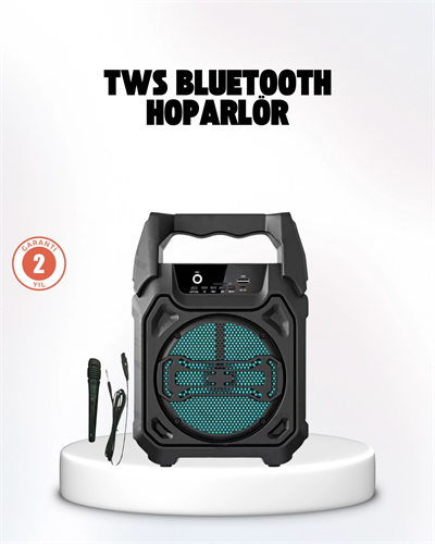 Taşınabilir 6.5” Bluetooth Hoparlör USB TF Kart Mikrofonlu Şarjlı Sistem
