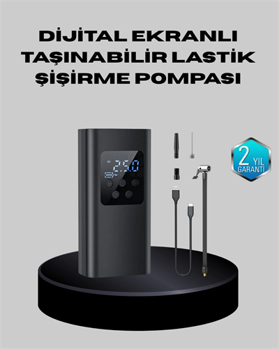 Taşınabilir 80W Kablosuz Lastik Şişirme Pompası Dijital Ekranlı