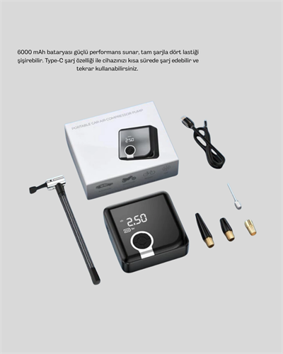 Taşınabilir Akıllı Hava Kompresörü Yüksek Basınç Kapasiteli