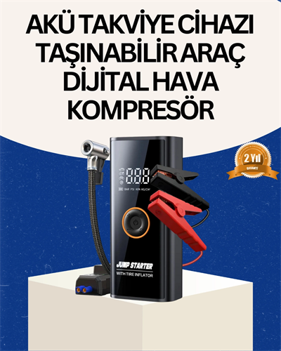 Taşınabilir Akü Takviye ve Akıllı Lastik Şişirme Pompası