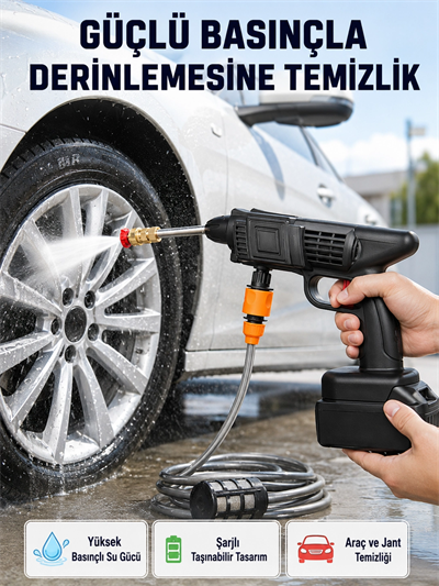 Taşınabilir Akülü Araba Yıkama Makinesi 1.7 MPa Basınçlı ve Ergonomik Tasarımlı