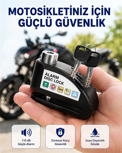 Taşınabilir Alarm Disk Kilidi Motosiklet Scooter Bisiklet Güvenlik Yeni Nesil