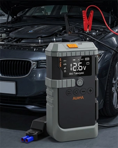 Taşınabilir Araç Çalıştırma Jump Starter Hava Pompası Dijital Basınç Göstergeli Güç Bankası