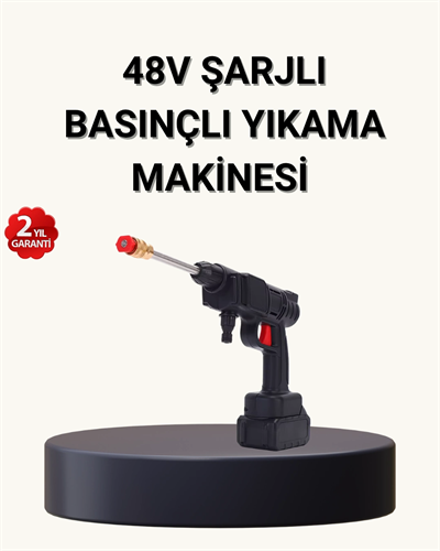 Taşınabilir Basınçlı Yıkama Makinesi – 5m Hortumlu, Köpük Şişeli, 48V Güçlü