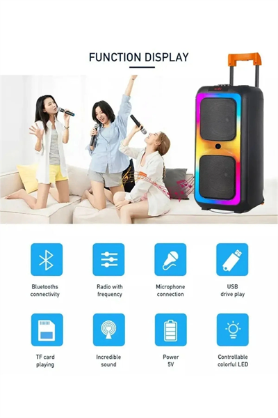 Taşınabilir Bluetooth Hoparlör - Renkli Işıklı, Suya Dayanıklı ve Çoklu Bağlantı Özellikli