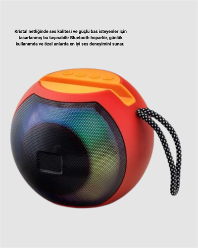 Taşınabilir Bluetooth Hoparlör – RGB Işıklı, Güçlü Bas ve 8 Saat Pil Ömrü
