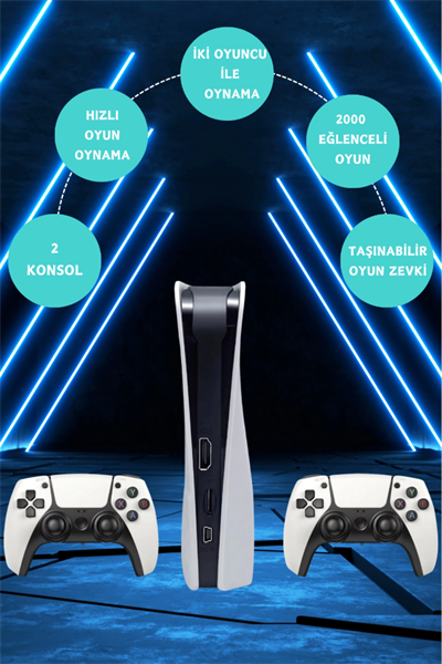 Taşınabilir Çift Kollu 30.000 Oyunlu Kablosuz Oyun Konsolu, 2.4GHz Bağlantılı Beyaz Retro Gamepad