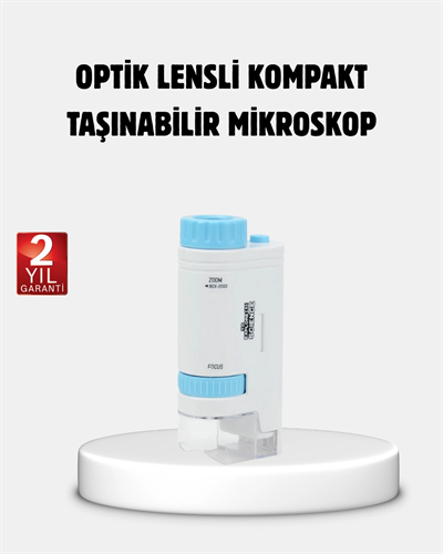 Taşınabilir Eğitim Mikroskobu 80X–200X LED Işıklı ve Darbeye Dayanıklı