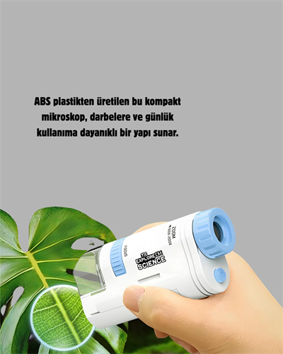 Taşınabilir Eğitim Mikroskobu 80X–200X LED Işıklı ve Darbeye Dayanıklı