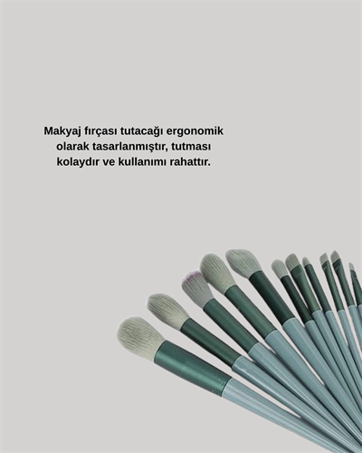 Taşınabilir Ergonomik Yapılı 13 Adet Fiber Kıllı Yüz ve Göz Makyaj Fırçası Seti