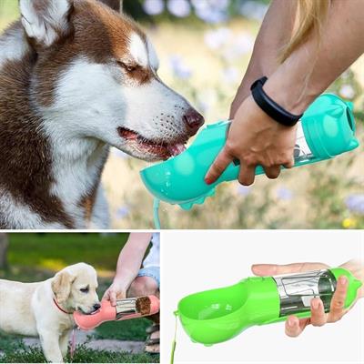 Taşınabilir Hazneli Mama Kaplı ,Kaka Poşetli Kedi,Köpek Suluğu-300ml (3936)