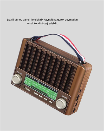 Taşınabilir Hoparlör Güneş Panelli Bluetooth USB SD FM AM SW Radyo