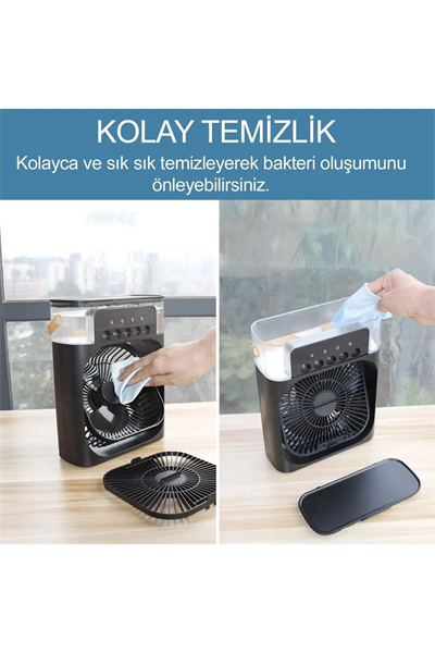 Taşınabilir Işıklı 5 Spreyli Vantilatör Buzlu Buharlı Vantilatör Mini Fan Nemlendirici