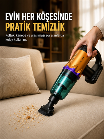 Taşınabilir Kablosuz El Süpürgesi Araç ve Ev Temizliğine Uygun