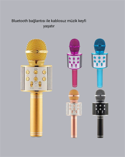 Taşınabilir Karaoke Mikrofon – Bluetooth, USB ve AUX Girişli