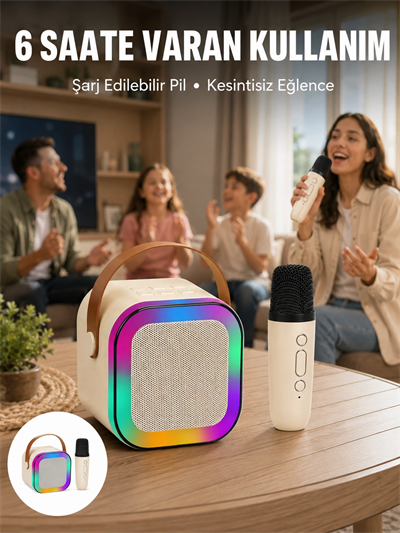 Taşınabilir Karaoke Mikrofon Seti Bluetooth Hoparlörlü Yeni Nesil