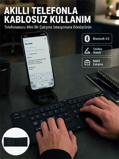 Taşınabilir Katlanabilir Bluetooth Klavye iOS Android Windows Uyumlu