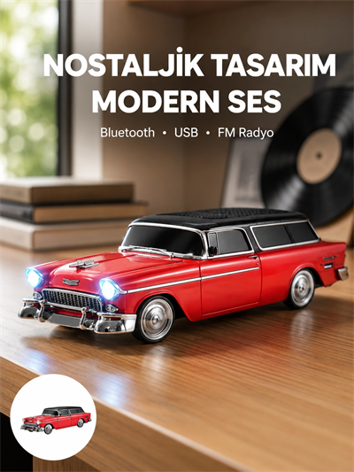 Taşınabilir Klasik Araç Tasarımlı Kablosuz Hoparlör