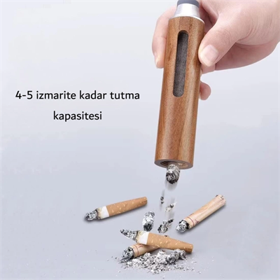 Taşınabilir Küllük - Ahşap Tasarımlı - İzmarit Hazneli