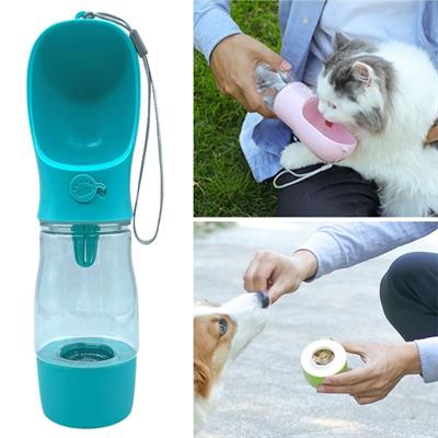 Taşınabilir Mama Hazneli Evcil Hayvan Suluğu Seyahat Kabı Kilitlenebilen Su Sızdırmaz 380ML (3936)