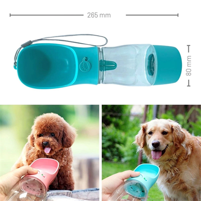 Taşınabilir Mama Hazneli Evcil Hayvan Suluğu Seyahat Kabı Kilitlenebilen Su Sızdırmaz 380ml Bx40
