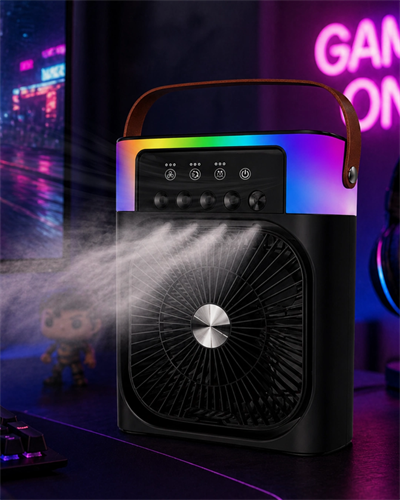 Taşınabilir Mini Klima Nemlendirici Fan RGB Led Aydınlatmalı USB Fan