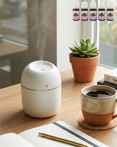 Taşınabilir Mini Nemlendirici 5 Esans Hediyeli Sessiz LED Işıklı Difüzör