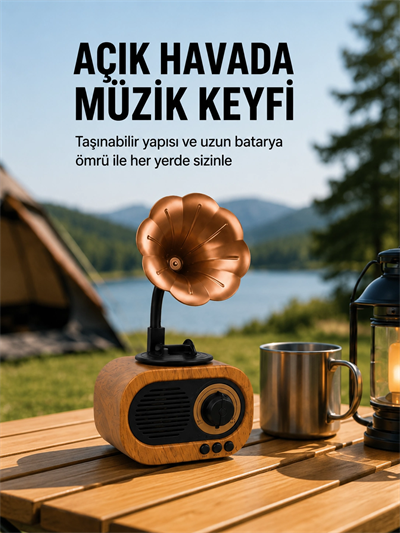 Taşınabilir Mini Retro Radyo Bluetooth Hoparlör USB SD AUX Destekli Yeni Nesil