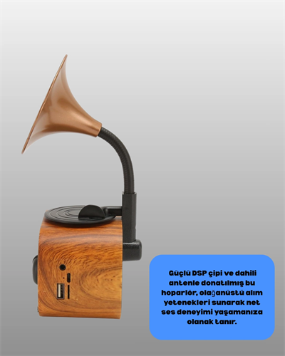 Taşınabilir Mini Retro Radyo Bluetooth Hoparlör USB SD AUX Destekli