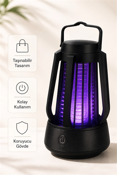 Taşınabilir Mor Işıklı Sineksavar Lamba Koruyucu Gövdeli Pratik Kullanım Cihazı