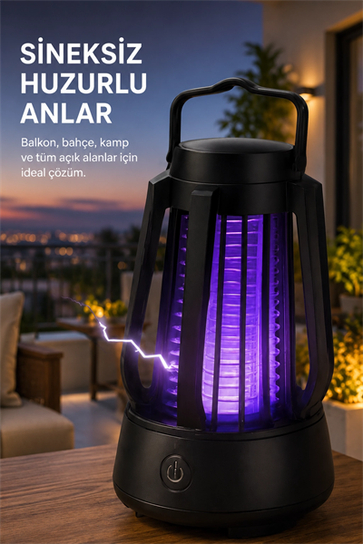Taşınabilir Mor Işıklı Sineksavar Lamba Koruyucu Gövdeli Pratik Kullanım Cihazı