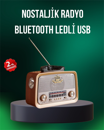 Taşınabilir Nostalji Radyo Bluetooth USB AUX Girişli